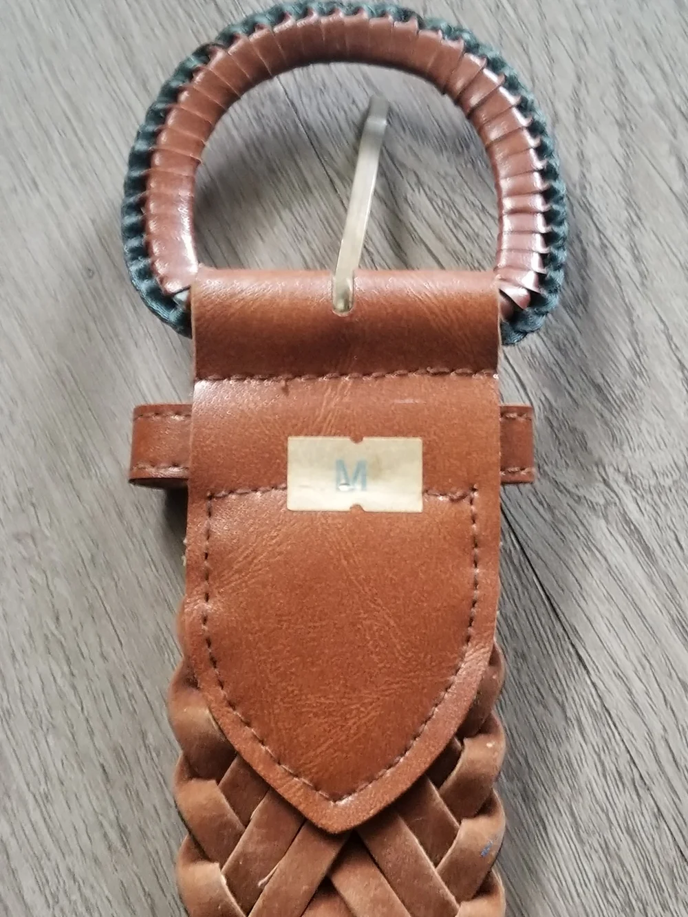 Vintage Women's Braided Tan Leather Belt Classic Woven Style (SIZE:M)